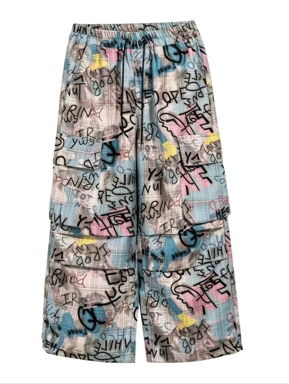 Multi-Color Graffiti Print Cargo Pants for Men - Picture 3 of 4